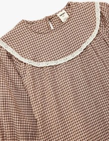 Resim Koton Pileli Pöti Kareli Kahverengi Kız Bebek Elbise 6wmg80021aw Kahverengi 