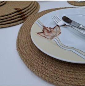 Resim 6 Kişilik 14 Parça Hasır Rengi Amerikan Servis, Hasır Supla Takım Naturel 