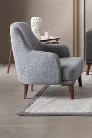 Resim EDSY HOME Regnar Keten Berjer Gri Tekli Koltuk 