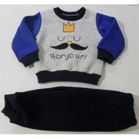 Resim Beyzababykids Bıyıklı 3 Ip Erkek Bebek Ikili Takım Gri - Siyah 