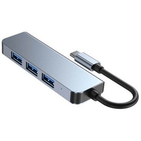 Resim Type C 4 Port Usb 3.0 Hub Usb C Çoklayıcı Alüminyum Gövde 