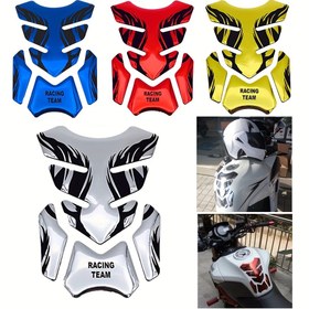 Resim 1 Paket Motosiklet Tank Koruyucu Ped Çıkartması - Yarış Takımı Tasarımlı Yapışkanlı Benzin Deposu Kapağı, Çizilmeye Karşı Dirençli, 6 Renk (Mavi/Kırmızı/Sarı/Beyaz/Siyah/Gri) Motosiklet Tutkunları İçin, Motosiklet Özelleştirme | Çevik Savaşçı Tasarımı, Motosiklet Aksesuarları 