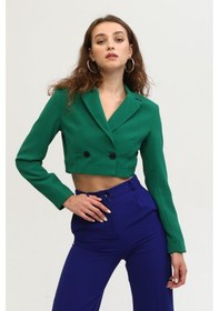Resim Feminist Zümrüt Astarlı Crop Blazer Ceket 0105118.123 Zümrüt 