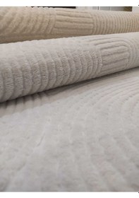 Resim Rölyef Joy Krem Kaymaz Taban Kesme Halı Yolluk Krem 