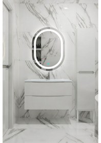 Resim Dokunmatikli 80 X 60 Beyaz Minimal Aydınlatmalı Ayna Banyo Diğer 