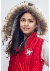 Resim Riccotarz Kız Çocuk Tüylü Ve Tak Çıkar Şapkalı Fermuarlı Aç Kapa Kırmızı Şişme Yelek Kırmızı 