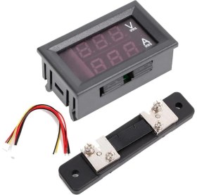 Resim 0.28 Inç 0-100V 50A Çift LED Kırmızı Voltmetre ve Mavi Ampermetre (Şönt Dirençli) 