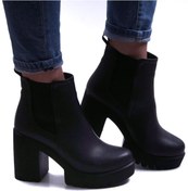 Resim YUKKİ SHOES Cessona Siyah Platformlu Yanı Lastikli Kadın Bot&bootie 