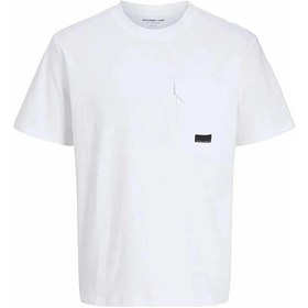 Resim Jack & Jones Jack&jones 12293064 0 Yaka Erkek Tshirt - Beyaz 