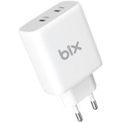 Resim Bix 50w Usb-c Çift Portlu Hızlı Şarj Adaptörü Iphone, Android Ve Ipad Uyumlu Type-c Pd Şarj Aleti 