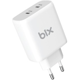 Resim Bix 50w Usb-c Çift Portlu Hızlı Şarj Adaptörü Iphone, Android Ve Ipad Uyumlu Type-c Pd Şarj Aleti 