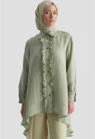 Resim Armine Asimetrik Cupra Tunik 25Y4624 Puslu Yeşil 
