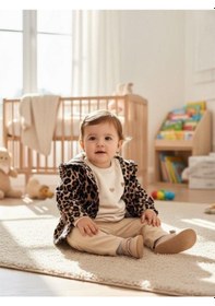 Resim Zekids Kız Çocuk Leopar Desenli Ceketli 3'lü Takım-16376 Çok Renkli 