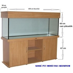 Resim Kanki Pet Mdf Ceviz Desen Mobilyalı Akvaryum 430 L 150 CM 