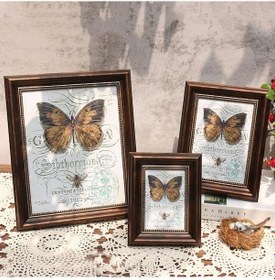 Resim Altın Ve Mavi Retro Tarzı Ev Fotoğraf Çerçevesi Masaüstü Süsleri Resim Çerçevesi Dekoratif Arka Plan Duvar 8.9x12.7cm 