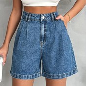 Resim Yüksek Bel Düz Paça Şortlar 