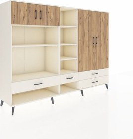 Resim Hyperion Dolap 12 Raflı 4 Çekmeceli 4 Kapaklı 220x44x163 Aytaşı-çam/aytaşı Atlas Çam/aytası - Aytası 