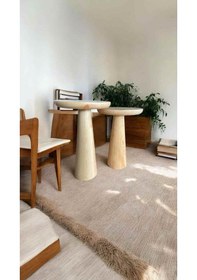 Resim Doğal Ahşap Yan Sehpa 2 Li Naturel Renk Zigon Sehpa Fiskos Seti Bej 