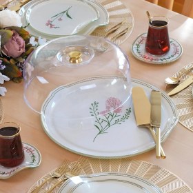 Resim Glore Crocus Altın Yaldızlı Cam Kek Fanusu 