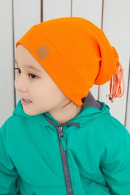 Resim Babygiz Erkek Bebek Çocuk Turuncu Ip Detaylı Şapka Bere Boyunluk Takım Rahat Kaşkorse 