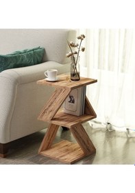 Resim Albeni Yan Sehpa Ahşap Siyah - Kahverengi Kahverengi 