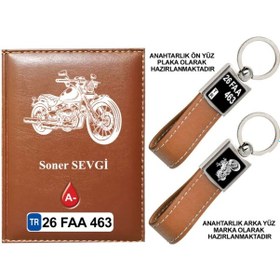 Resim Plakanıza Özel Motor Logolu Taba Ruhsat Kabı Ve Anahtarlık 