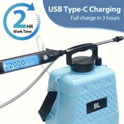 Resim 7.99 L USB Şarj Edilebilir Elektrikli Sulama Kabı, 4 Değiştirilebilir Nozul ile Büyük Kapasiteli, Ayarlanabilir Omuz Askılı Taşınabilir Tasarım, 2000mAh Uzun Ömürlü Lityum Pil Dahil, Tarım ve Kolay Sulama & Gübreleme için Uygun 