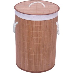 Resim BAMBU KAPAKLI ÇAMAŞIR SEPETİ EL YAPIMI,NATURAL 35x35x60cm Diğer 