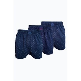 Resim Malabadi Erkek 3 Lü Lacivert Premium Collection Desenli Geniş Kalıp Modal Boxer 3m254 Lacivert 