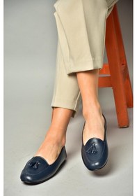 Resim Fox Shoes R667001203 Lacivert Hakiki Deri Babet Lacivert 