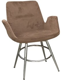 Resim Bengi Ticaret 14177 Maki Kollu Kahve Model Poliüretan Metal Nikelaj Babyface Kumaş Sandalye 