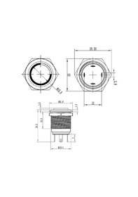 Resim Motorobit 19H-G1-E 19Mm Çıkık Yaylı Işıklı Metal Buton - Beyaz 