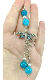 Resim biuti Turkuaz Parlak Taşlı Metal Yusufçukı Araba Dikiz Ayna Süsü, Yeni Araba Hediyesi 