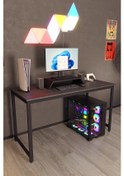 Resim Siyah 140x60 Oyuncu Masası, Bilgisayar Masası, Gamer Masası, Gaming Masa, Metal Ayaklı Siyah 