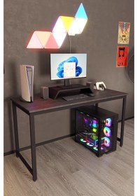 Resim Siyah 140x60 Oyuncu Masası, Bilgisayar Masası, Gamer Masası, Gaming Masa, Metal Ayaklı Siyah 