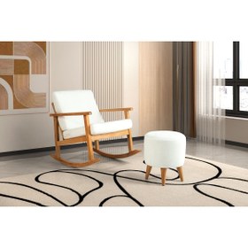 Resim Viento Mobilya Papatya Baba, Emzirme Koltuğu Doğal Kayın Ahşap Naturel Renk Bukle Kumaş Tv Koltuğu 