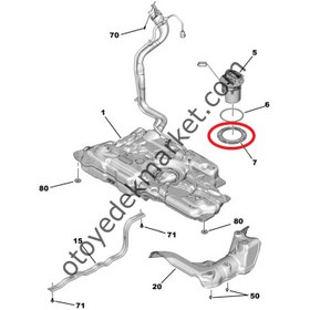 Resim Peugeot 308 1.2 (2022-2023) Turbo Benzinli Şamandıralı Yakıt Pompa Somunu (Orijinal) 