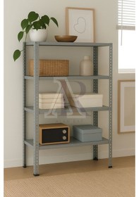 Resim Çelik Raf 4 Katlı 43x75x200 Dekoratif Raf Sistemleri, Depo Rafı, Arşiv Rafı, Kiler Rafı Galvaniz 
