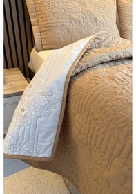 Resim Elevora Çift Taraflı Çift Kişilik Yatak Örtüsü 230x250 Krem Bej Krem - Bej 