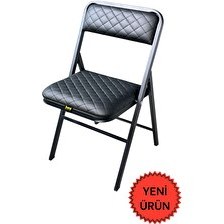 Resim Hey Modüler Mobilya Siyah Deri Baklava Katlanır Piknik Kamp Sandalyesi 