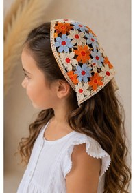 Resim Miniğimin Cicileri Örgü Desenli Kız Çocuk Üçgen Bandana - Açı... Açık Mavi 