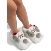 Resim Ani Kadın Hayvanlı Panduf Beyaz-gri 36/41 3550298 