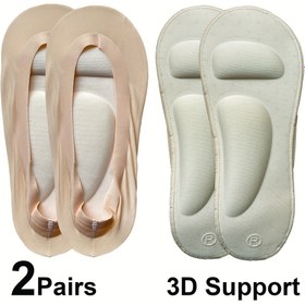 Resim 2 Çift 3D Sünger Masaj Çorapları, Yumuşak Ve Nefes Alabilen Görünmez Çoraplar, Kadın Çorapları Ve Çorapları 