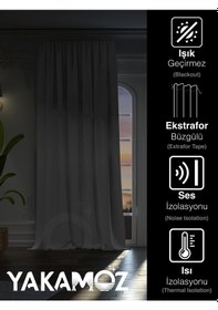 Resim Yüksek Kalite Gri Karartma Blackout Fon Perde Ekstrafor Büzgülü Tek Kanat Dark Touch Serisi Gri 