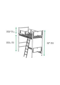 Resim Argimo Prizma Genç Çocuk Odası Metal Ranzalı Gri Karyola 90x190 