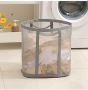 Resim Gateesat 1 Adet Gri Katlanır Çamaşır Sepeti, Taşınabilir Kirli Çamaşır Saklama Çantası 