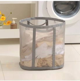 Resim Gateesat 1 Adet Gri Katlanır Çamaşır Sepeti, Taşınabilir Kirli Çamaşır Saklama Çantası 