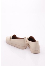 Resim Dgn 2274-4 Kadin Aksesuarli Loafer Ayakkabi Bej Floater 