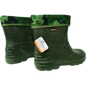 Resim Akınalbella Haki Çoraplı Eva Ultra Hafif Poli Taban Kısa Yağmur Çizmesi 