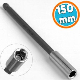 Resim 150 mm 1/4 Manyetik Uçlu Uzatma Aparatı Ucu Matkap Uzun Bits Bit Tutucu Vidalama El Aleti Çubuğu 